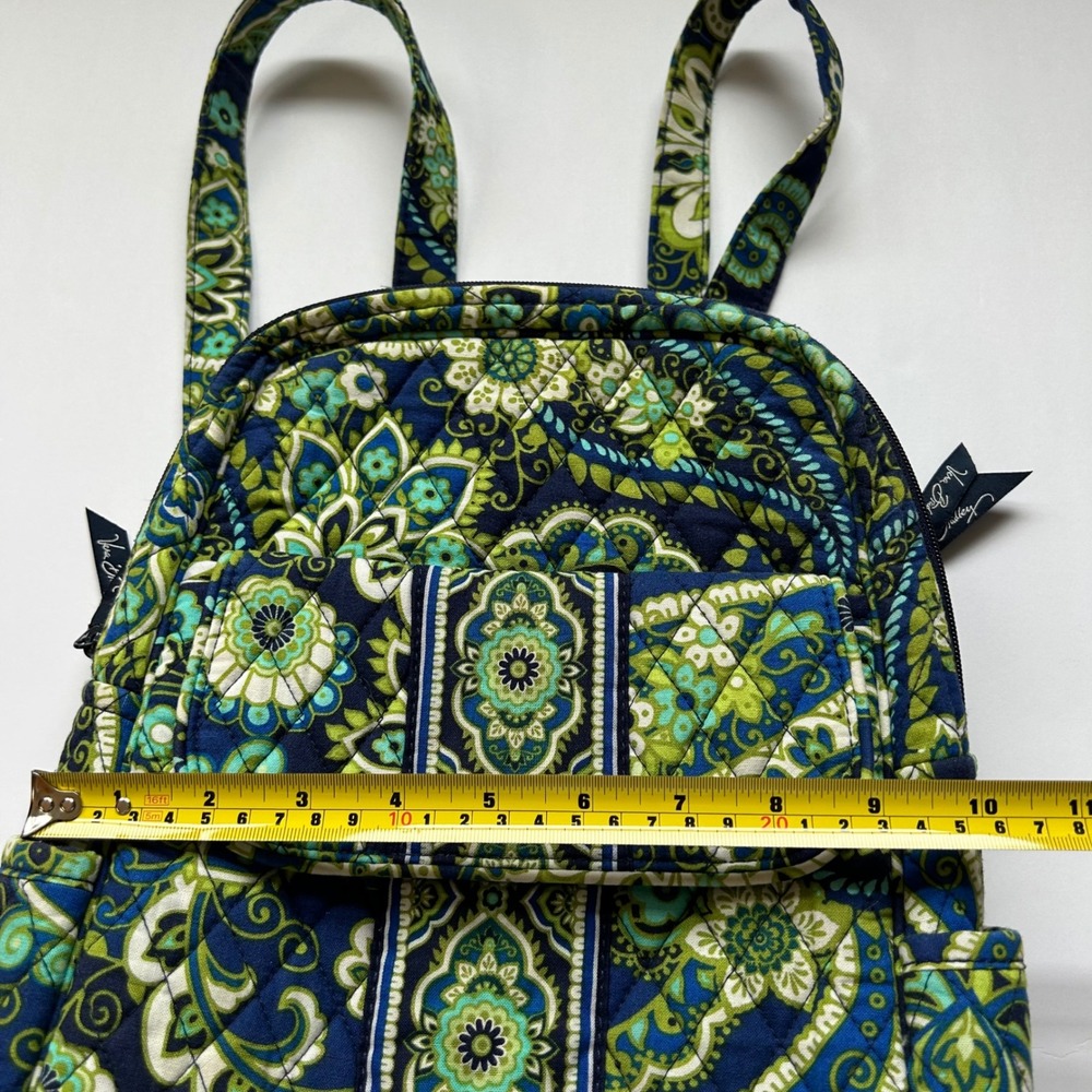 Vera Bradley Go Wild Paisley Quilted Cotton Mini Backpack Blue Green Floral - Picture 7 of 11